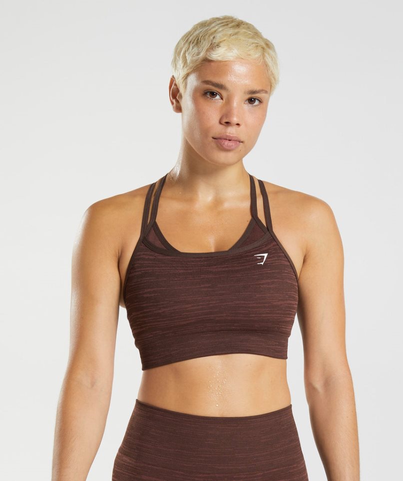 Women\'s Gymshark Adapt Marl Seamless Sports Bra Dark Brown | CA 61A580